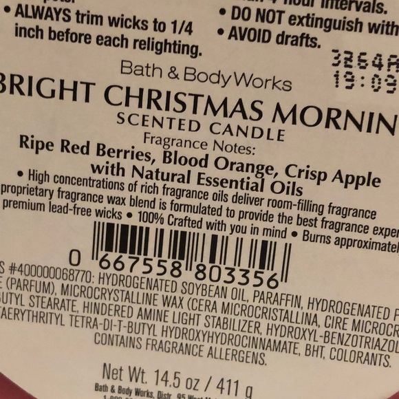 NWT Bath & Body Works Bright Christmas Morning 3 wick candle. Beautiful Lid. - Picture 6 of 8